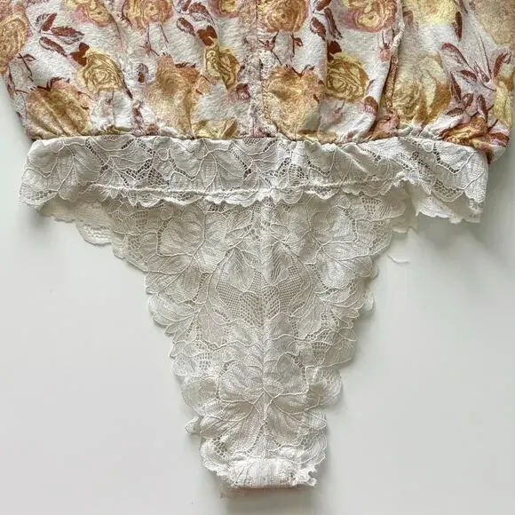 Intimately Free People Everything’s Rosy Bodysuit Size Small Yellow Floral - Picture 8 of 15